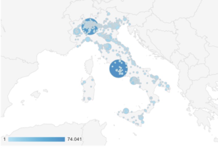 Distribuzione degli utenti sul territorio nazionale